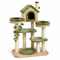 Arbre à chat en bois et polyester vert 120 cm