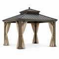 Pavillon en aluminium avec toit en acier et rideaux en polyester, 300x300x270 cm