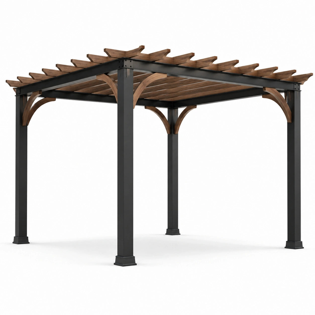 Pergola en Bois et Métal Marron/Noir 300x300x250 cm