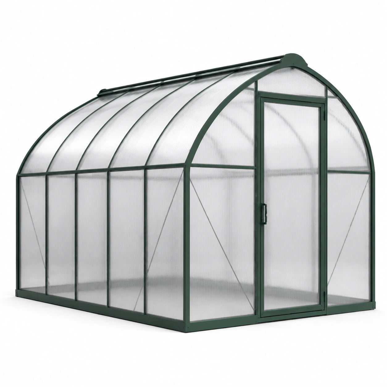 Serre en polycarbonate et aluminium vert avec cadre renforcé