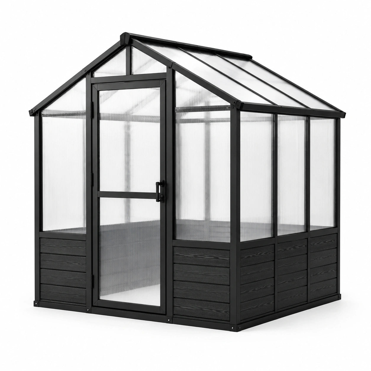 Serre de jardin en aluminium noir avec panneaux en polycarbonate 4 mm