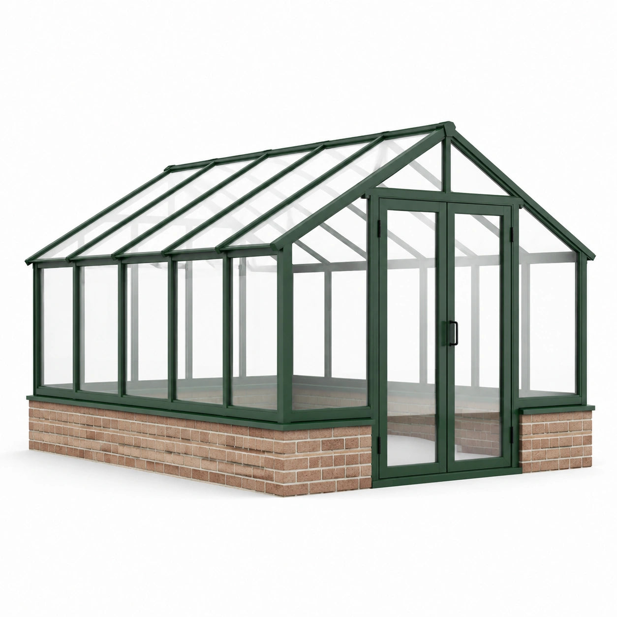 Serre en aluminium avec verre trempé 4mm et base en brique