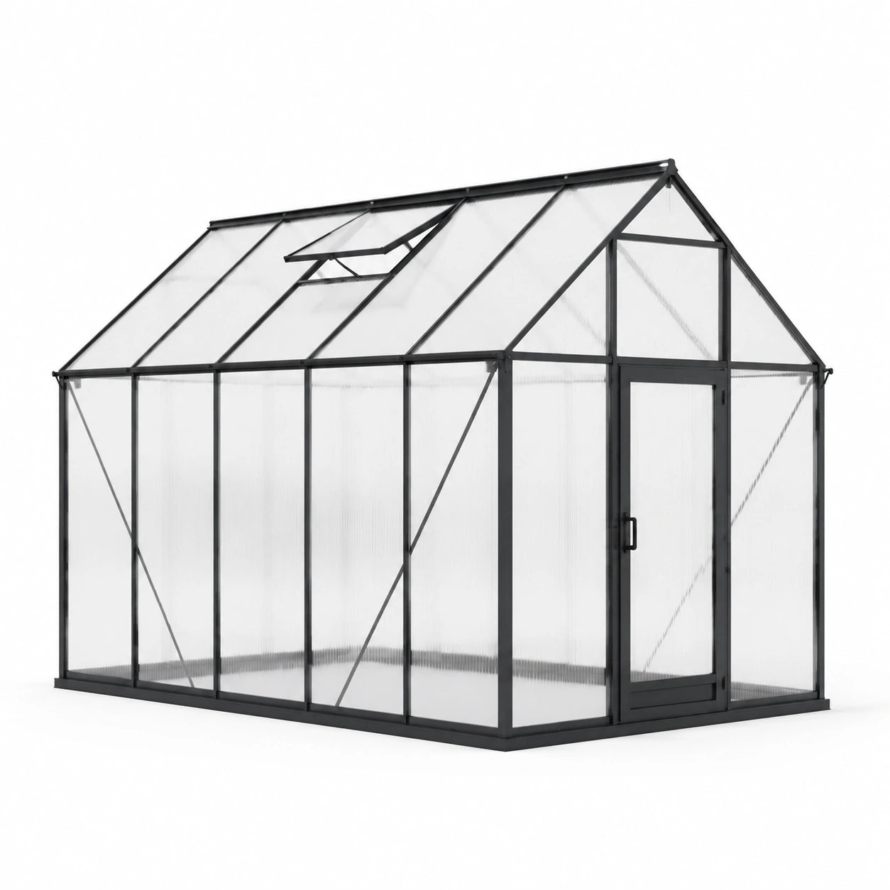 Serre de jardin en aluminium et polycarbonate 4 mm transparent noir