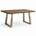 Table en bois massif avec pieds en métal doré 150x90x75 cm
