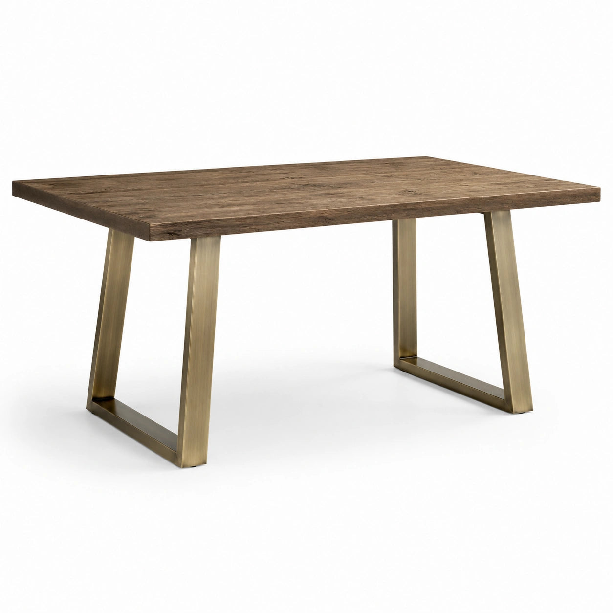 Table en bois massif avec pieds en métal doré 150x90x75 cm