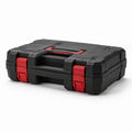 Coffret en plastique noir avec fermetures rouges