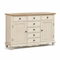 Buffet en bois massif crème avec tiroirs et portes