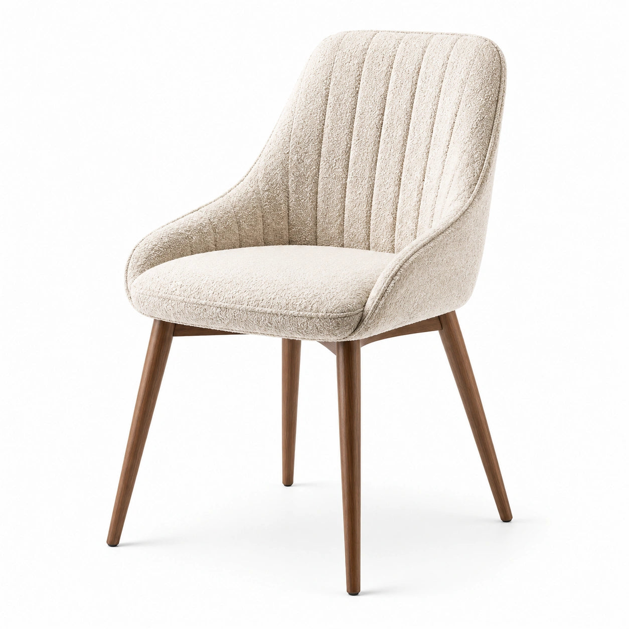 Chaise de salle à manger en bouclé avec pieds en bois, 85 cm
