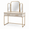 Coiffeuse en bois MDF et métal doré avec miroir triple