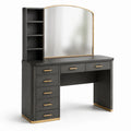 Coiffeuse avec miroir en MDF noir et doré