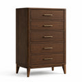 Commode en bois avec cinq tiroirs en chêne brun