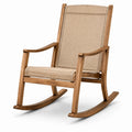 Chaise à bascule en bois d'acacia et tissu en polyester beige