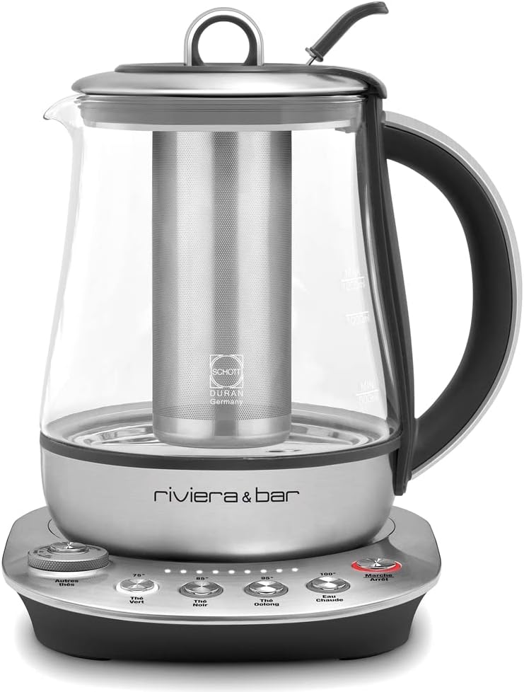 Riviera & Bar Machines à thé, 120 cl, 1300 W, 1,2 L, Inox, Argent, riviera&bar Théière Darjeeling Zen - 8 Programmes Préréglés