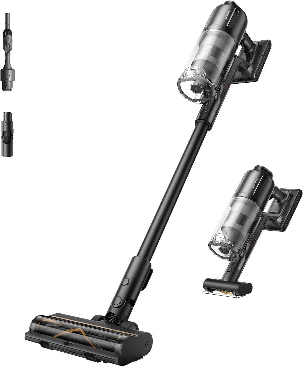 dreame aspirateur balai sans fil, 0,8 L, Noir, 24 000 PA, jusqu'à 90 Min d'autonomie, Éclairage CelesTect révélateur de poussière