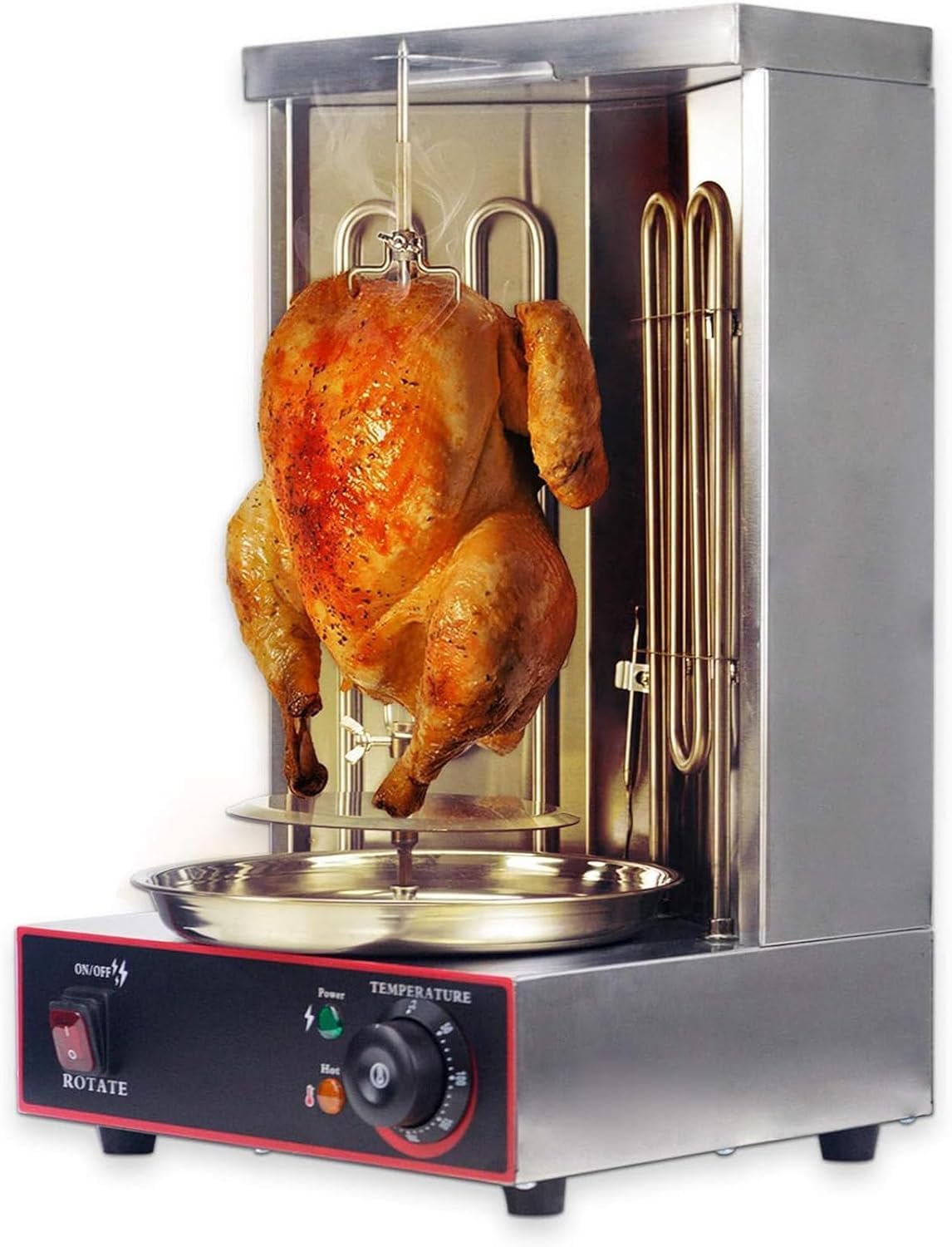 GZGHRZQS Grills électriques, 295 x 300 x 480 mm, 2,4 kW, 110/220 V, 2400 W, 8 kg, Acier inoxydable, Argenté, Tourne Broche