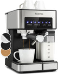 KLARSTEIN machine à café, 1350 watts, 1,8 L, 20 Bar, 1350 W, Argenté, Machine à café espresso à porte-filtre avec Mousseur de Lait