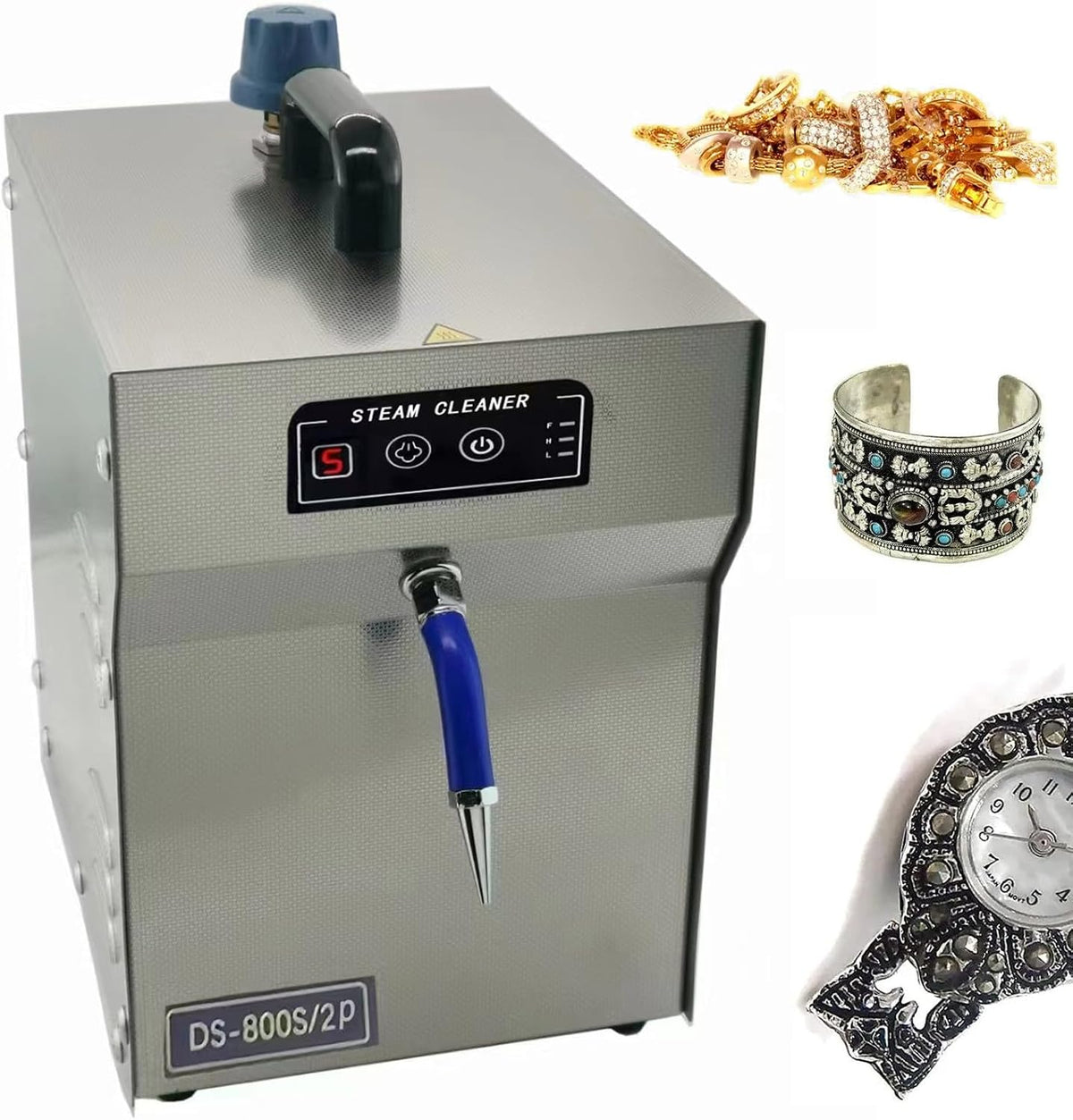 HENGCMM Nettoyeurs vapeur, 200*310*330MM, 2 L, 1300 W, 220 V, 1300 W, acier inoxydable 304, Argenté, Nettoyeur à Vapeur Professionnel pour Bijoux