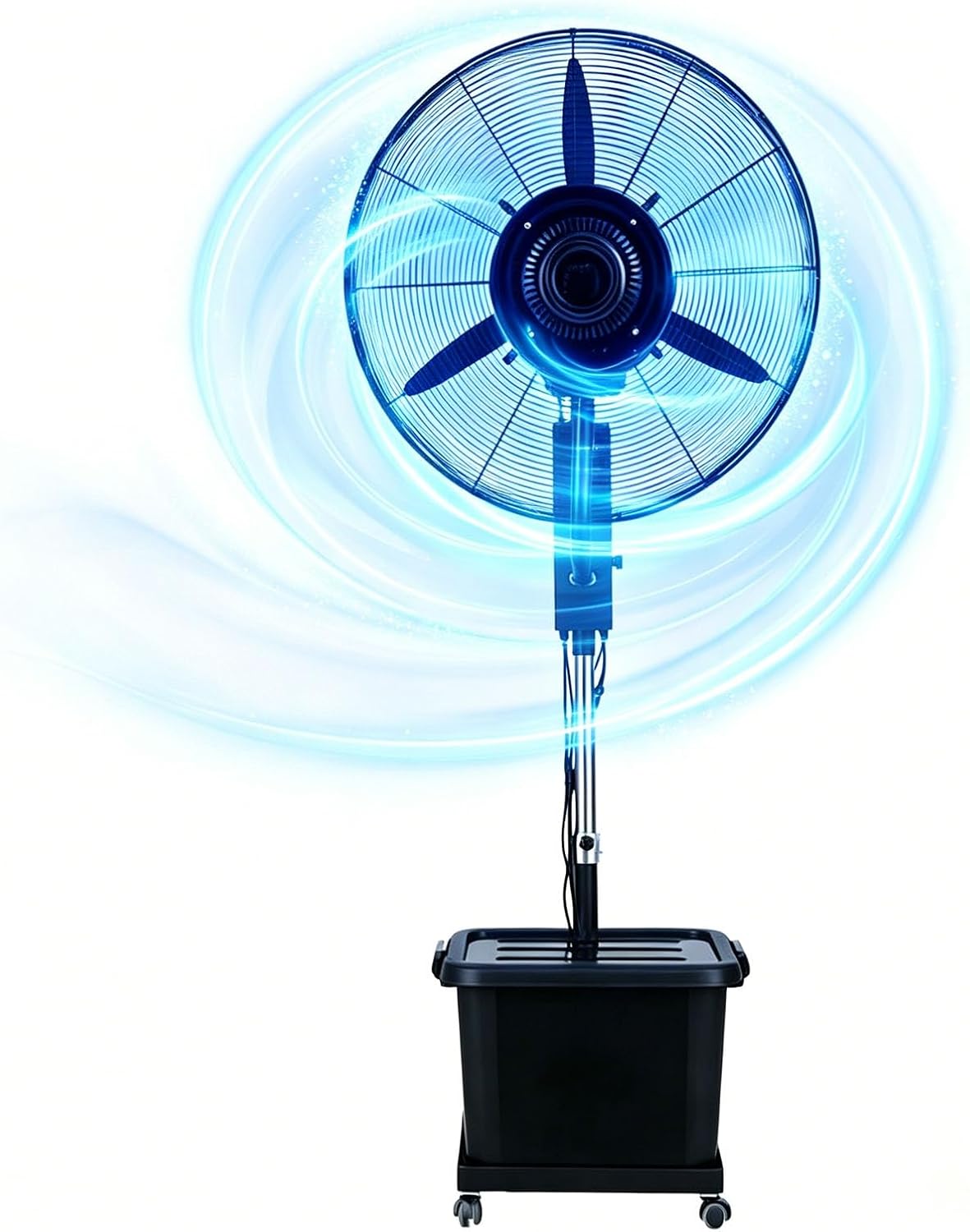 Lsoiup rafraîchisseur d'air, 260 W, 220 V ~ 50/60Hz, 55 dB (min) – 70 dB (max), 42 L, 200 cm, Blanc, Ventilateur Brumisateur Oscillant