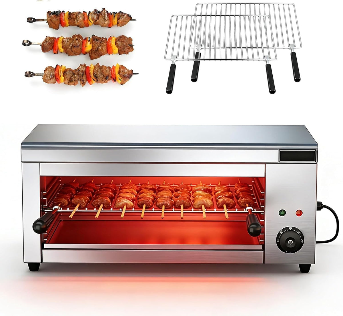 YXYLJOZ Grills électriques, Argenté, Gril électrique Professionnel de Type Salamandre, Barbecue et Appareil à Fondre Le Fromage