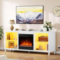 YITAHOME cheminée électrique, 148 cm, Blanc, Meuble TV Cheminée Electrique pour TV de 55/60/65', Chauffage