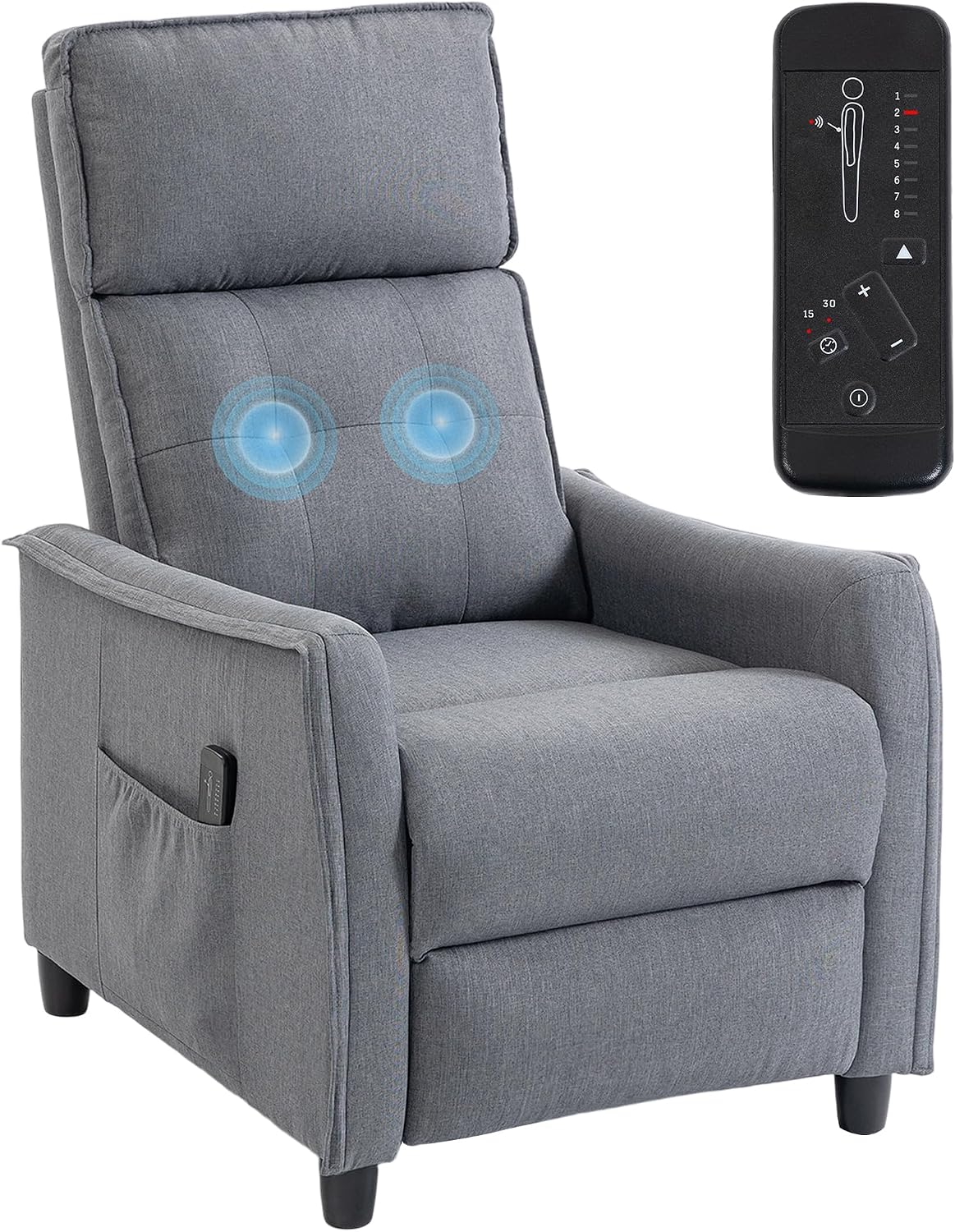 HOMCOM Fauteuils relaxants, Gris, Fauteuil Massant Manuel 160° Clair