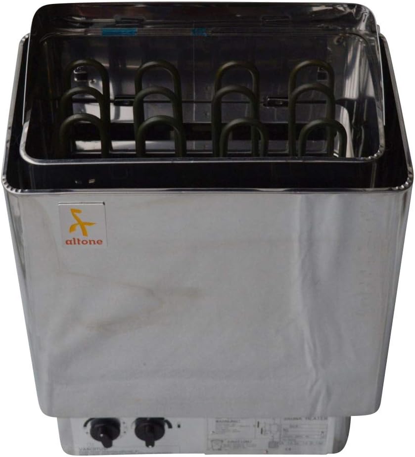 altone équipement de sauna, 6 kW, Argenté, Poêle de sauna électrique en acier inoxydable, Commande intégrée
