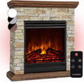 KLARSTEIN Cheminées électriques, 1800 W, Marron, Cheminée Electrique, Chauffage Electrique, Cheminee avec Effet Flamme en LED et Bûches en Bois