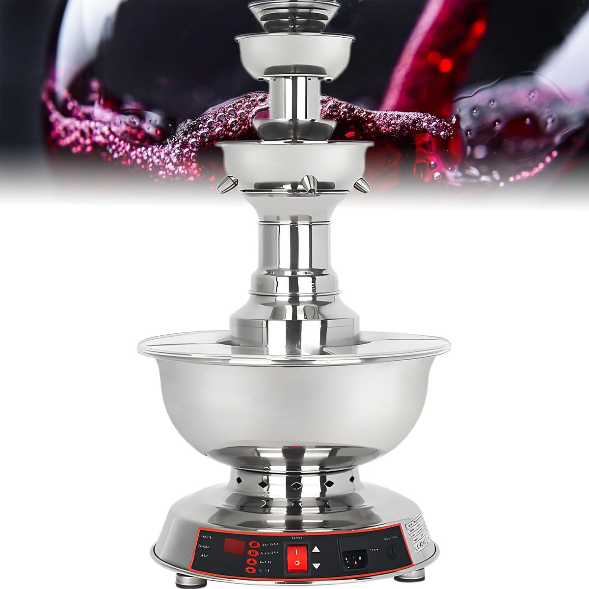 GmpTzitzith Distributeurs de vin électriques, Marron, Fontaine à Boissons/Champagne à Trois Niveaux, Distributeur De Vin éLectrique De 120 Watts