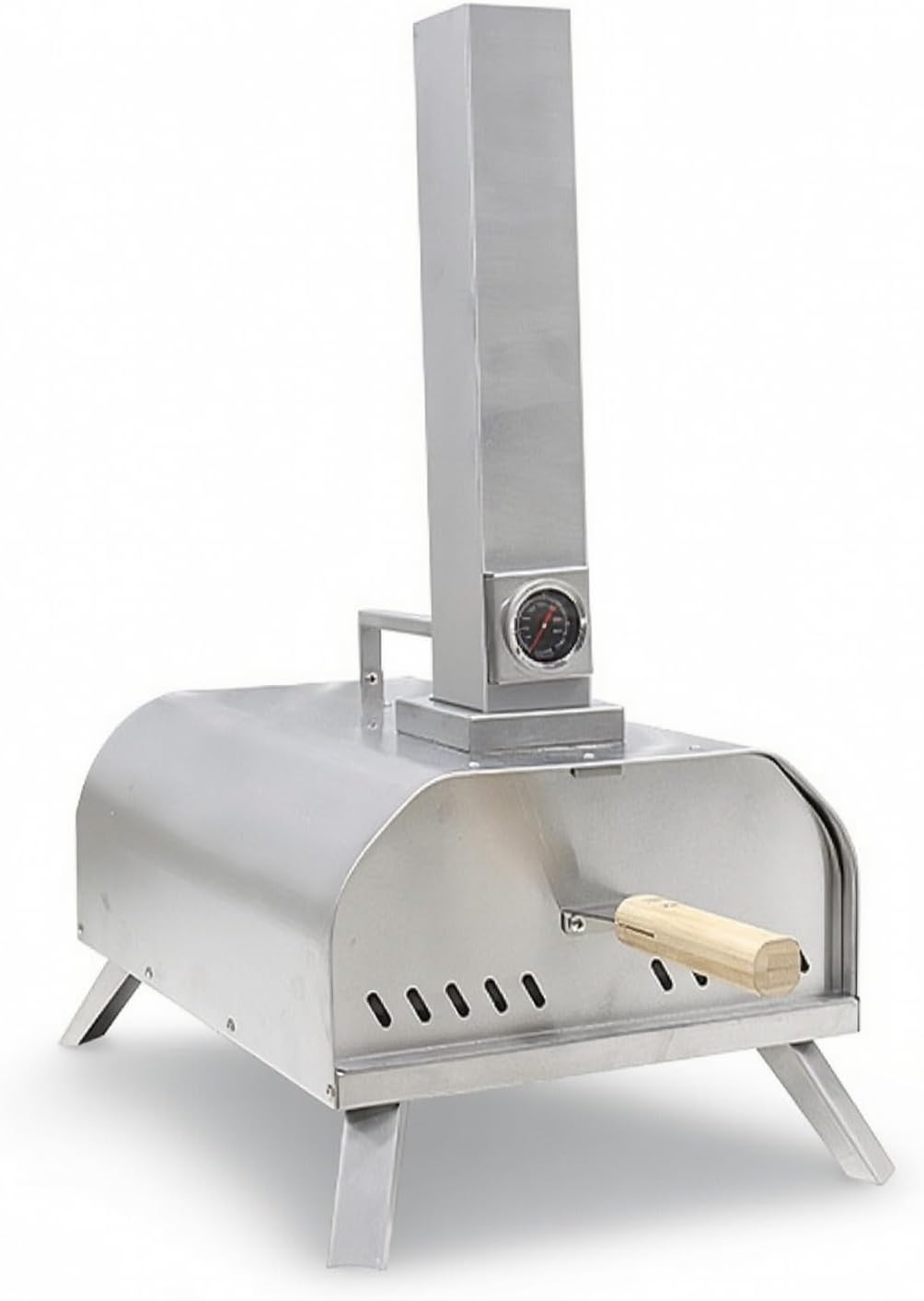 predolo four à pizza, Argenté, Portable avec Thermomètre En Acier Inoxydable Compact pour Terrasse