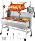VEVOR barbecue à charbon, 38 W, 60 kg, Argenté, avec Tournebroche Électrique, Rôtissoire à Charbon de Bois Capacité de Charge