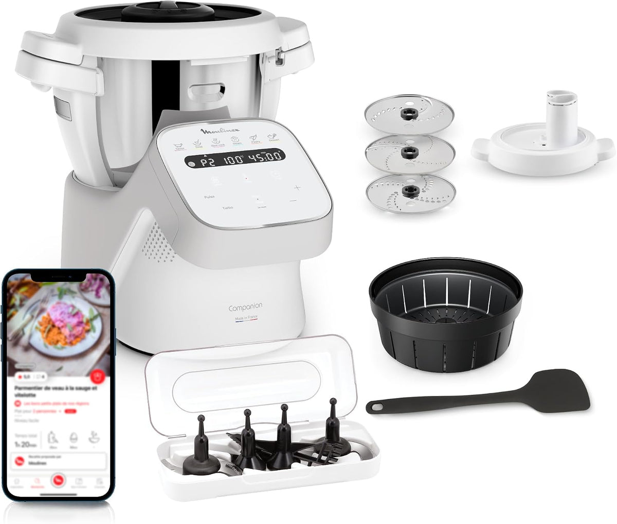 Moulinex Robots multifonctions, Gris, - Companion Robot Cuiseur Capacité XL - 10 personnes