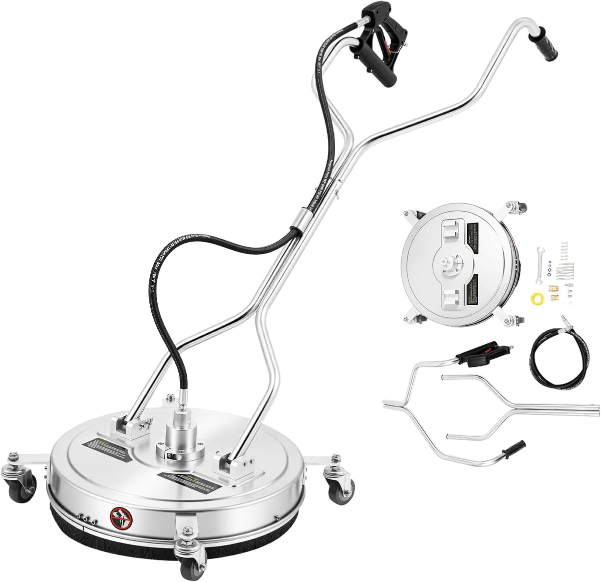 ROGONPDK nettoyeur haute pression, 167 cm, argenté et noir., lave-sol 65, sols en pierre et cours