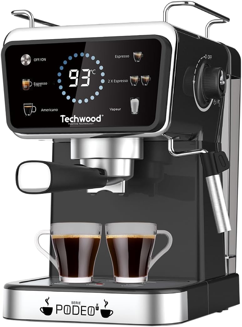 Techwood Machines à café 1 tasse, Noir, Machine Expresso TCA-1386EXN