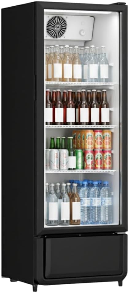 Générique armoire, 240 L, 200 W, Noir, à Boissons, 1 Porte Vitrée, Refroidissement Ventilé, Dimensions : L540 × P560 × H1510 mm