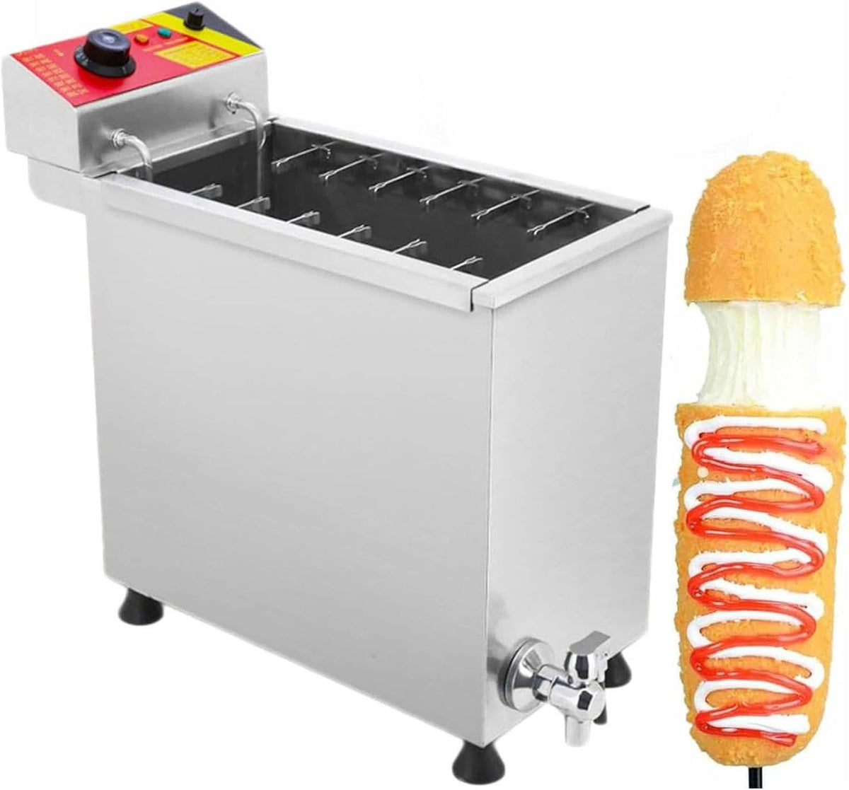 Générique Friteuses, 25l, Noir, Machine à Frire Les Corn Dogs, Friteuse de Hot-Dogs au Fromage