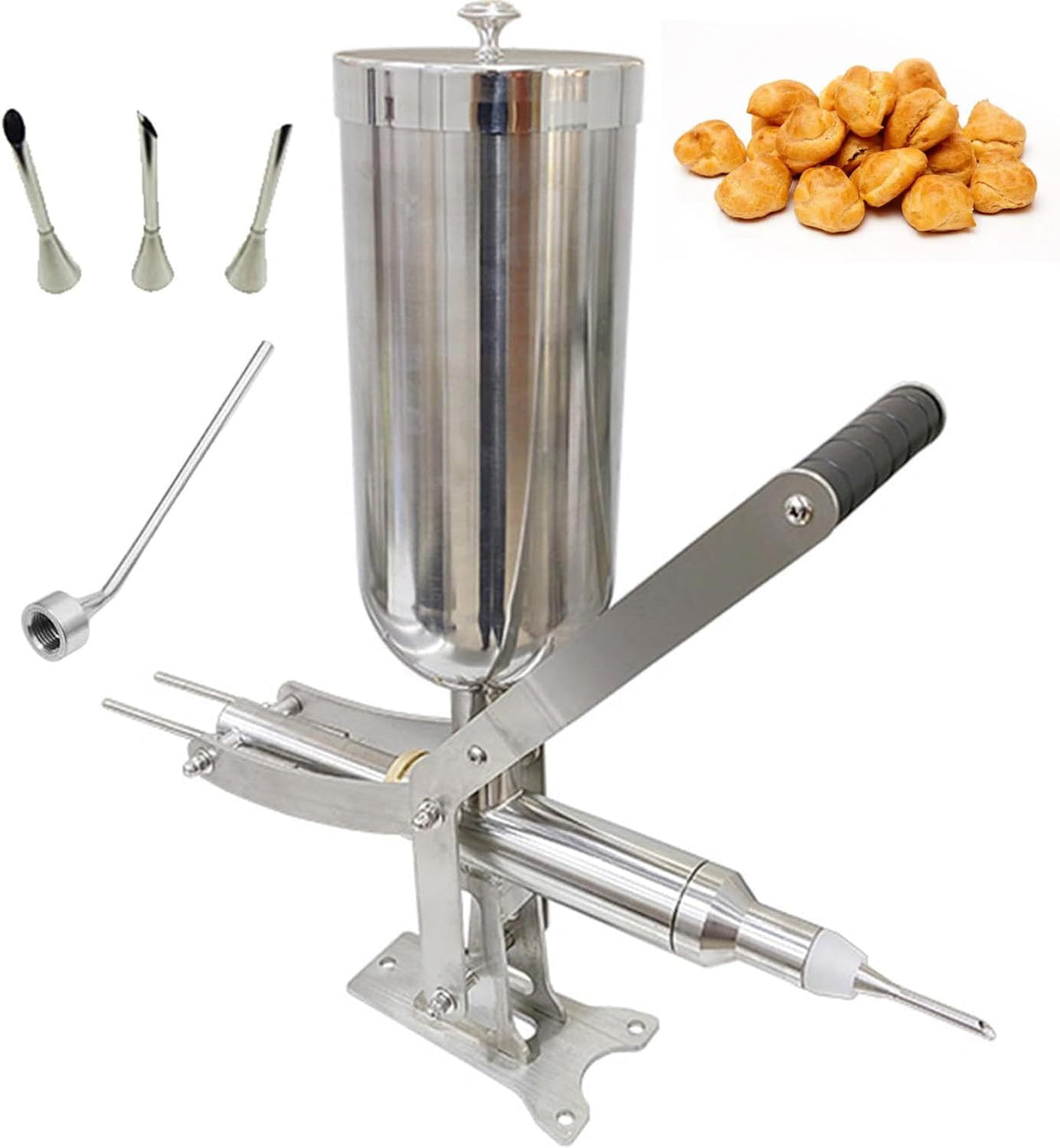 Machine Distributeurs de sirop et de miel, 5 L, Argenté, à confiture manuelle en acier inoxydable Injecteur de crème pour beignets