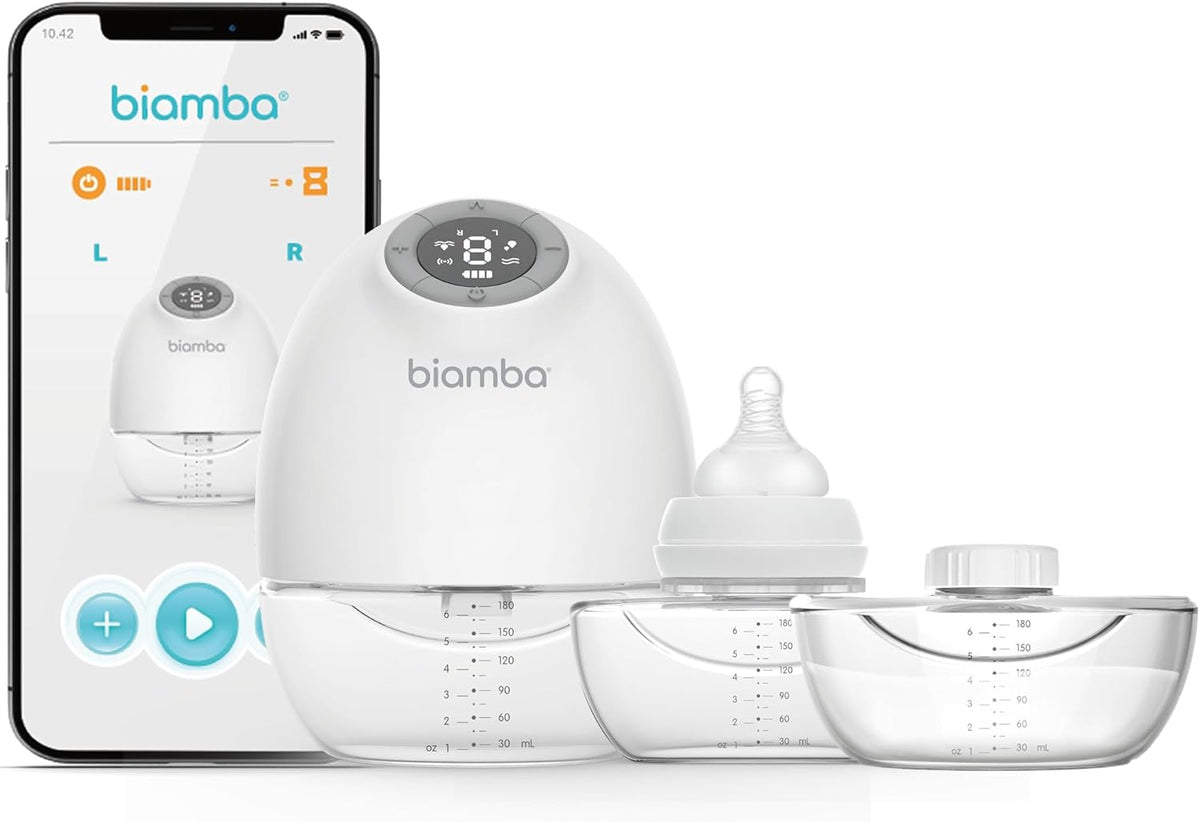 Biamba Tire-laits, 180 ml, Gris, Pump Pro Tire-lait portable mains libres, Tire-lait portable avec contrôle par application