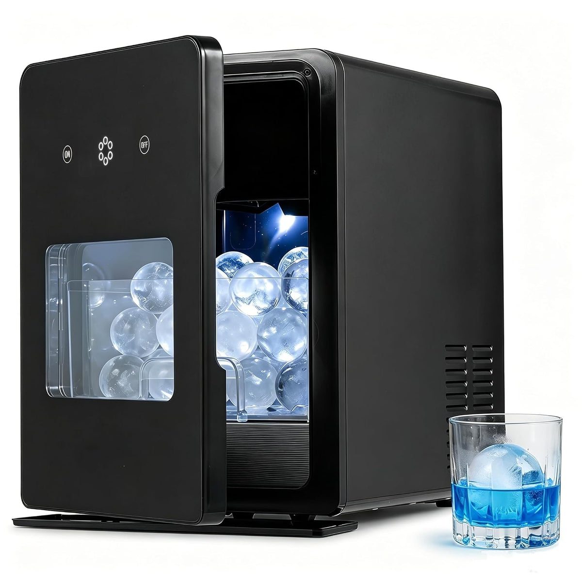 LIFEZEAL machine à glaçons, Noir, Sphériques 4 PCS Sans-Fissure en 38-39 Min, Sphériques Transparentes Panneau LED
