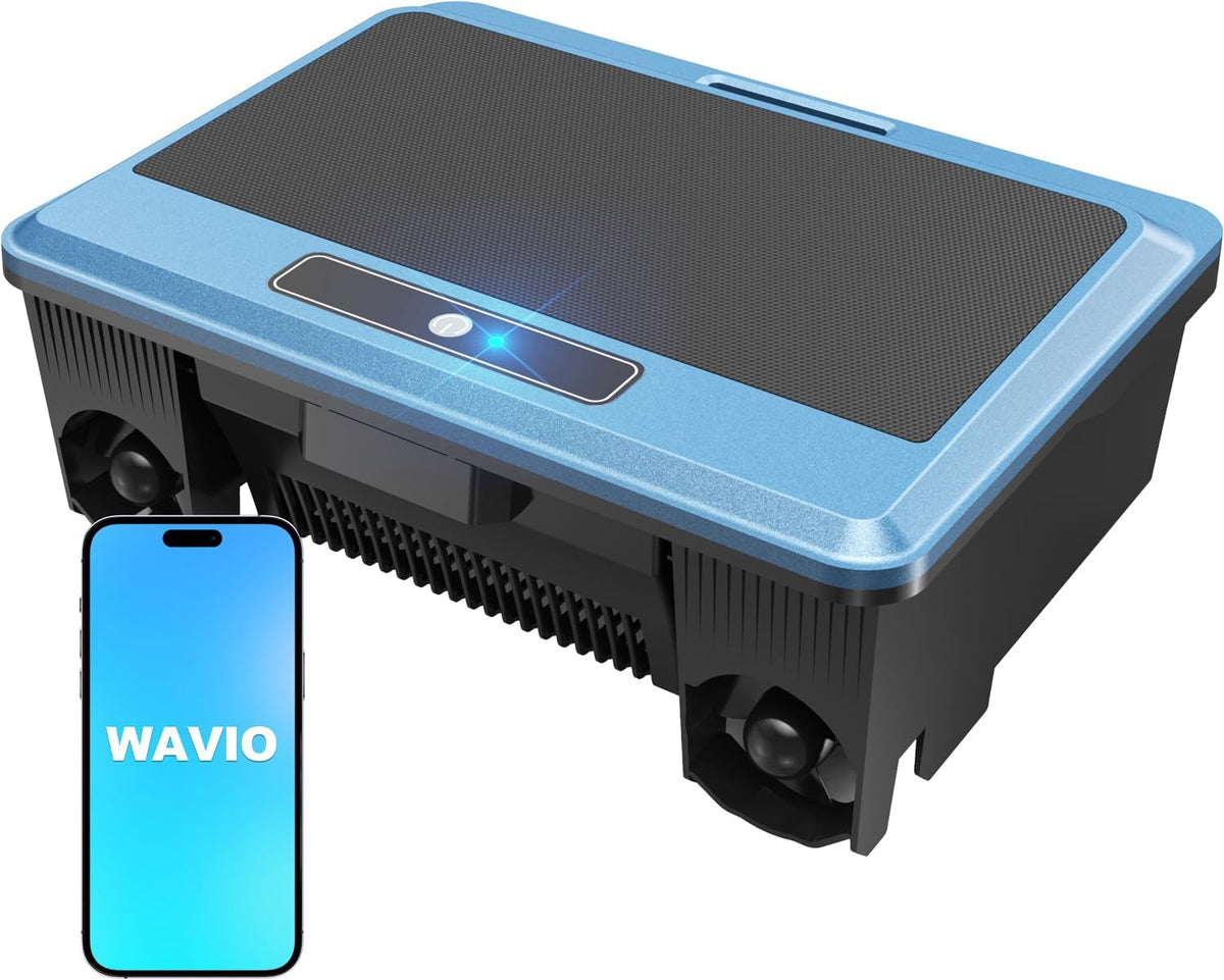 WAVIO Systèmes de nettoyage automatique, Bleu, (2026 Upgrade) F1T Robot Skimmer Solaire de Piscine, Contrôle Via App
