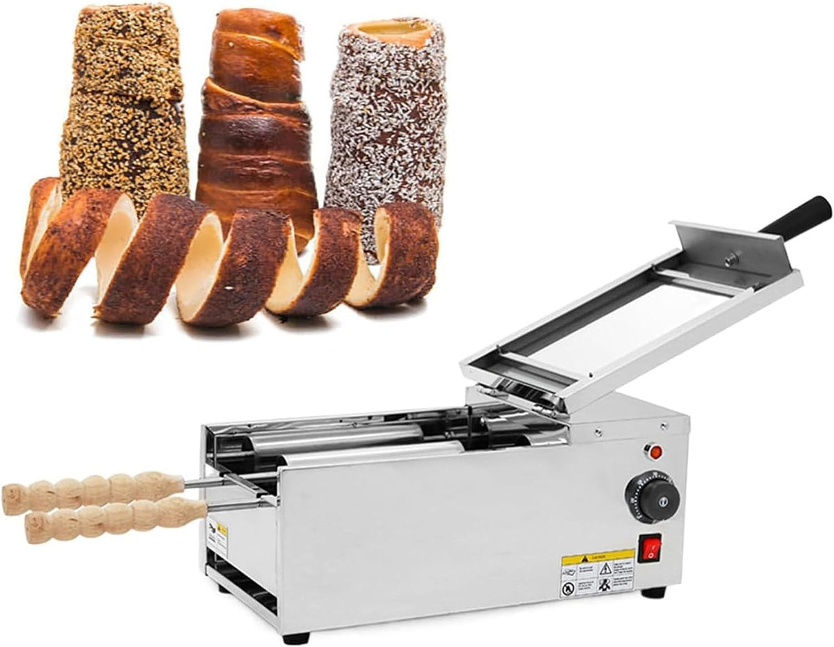 PioMue Machines à gâteaux, 1600 W, Argenté, Machine à Cornets de Glace électrique, Machine à gâteaux cheminée