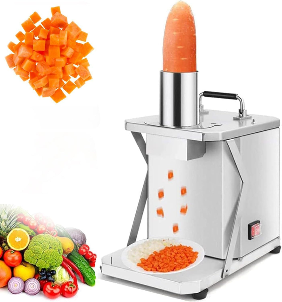 JKJZSALJ trancheuse électrique, 6 Mm, Argenté, Coupe-Légumes Et Professionnelle en Acier Inoxydable pour Pommes De Terre