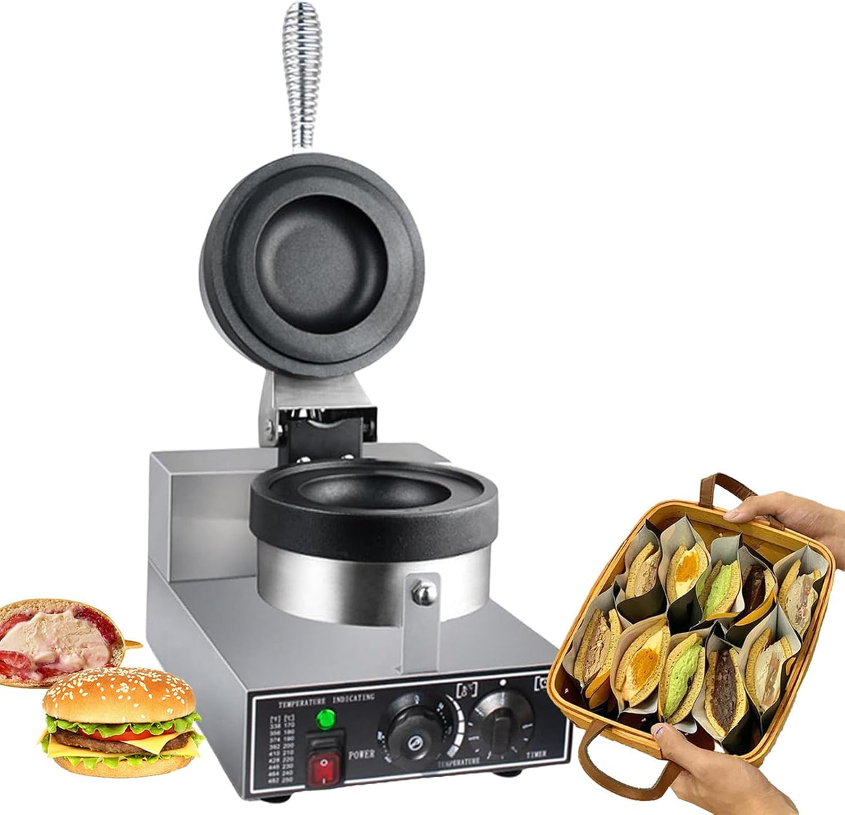 Machine gaufrier, Noir, à hamburgers à crème glacée, à hamburgers UFO, à garniture de crème glacée, presse à sandwich pour à hamburger