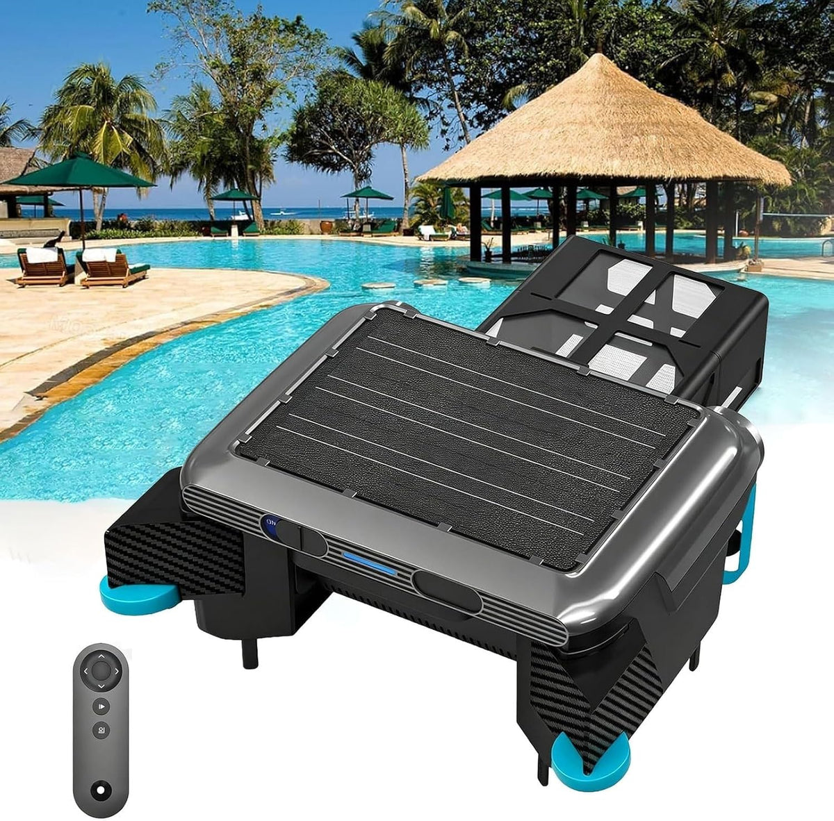 XGHDPBM Systèmes de nettoyage automatique, 41,9 x 32,4 x 16,1 cm, Noir, Robot Nettoyeur de Piscine sans Fil