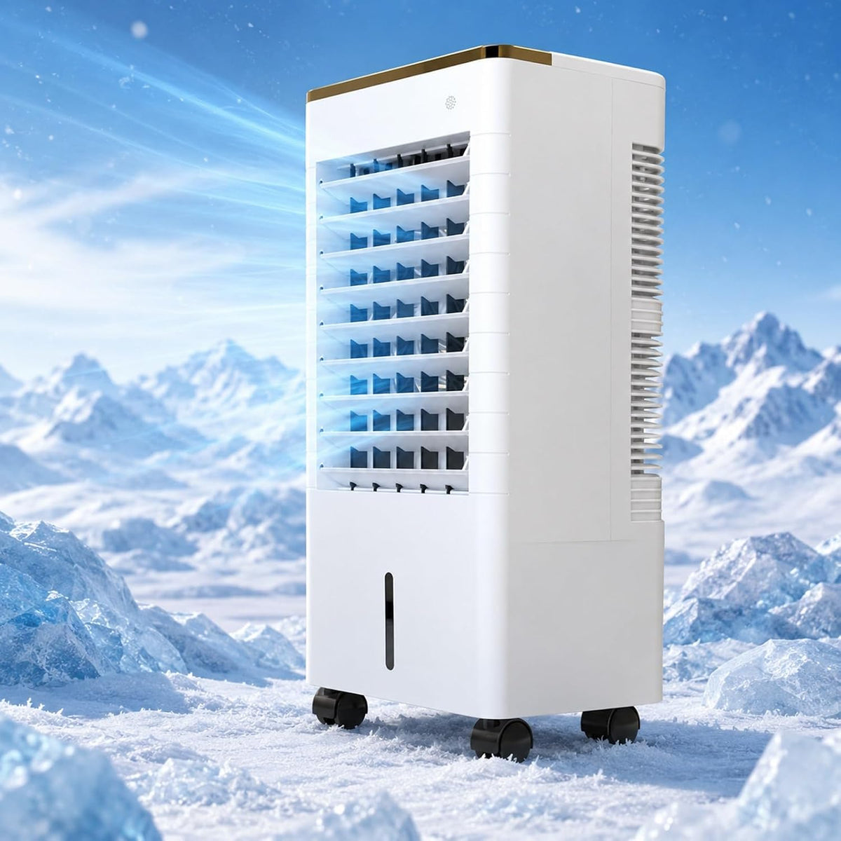 CHBCJJYP rafraîchisseur d'air, 24 x 24 x 60 cm, 75 W, Blanc, par Évaporation avec 4 Blocs Réfrigérants, Ventilateur Portable