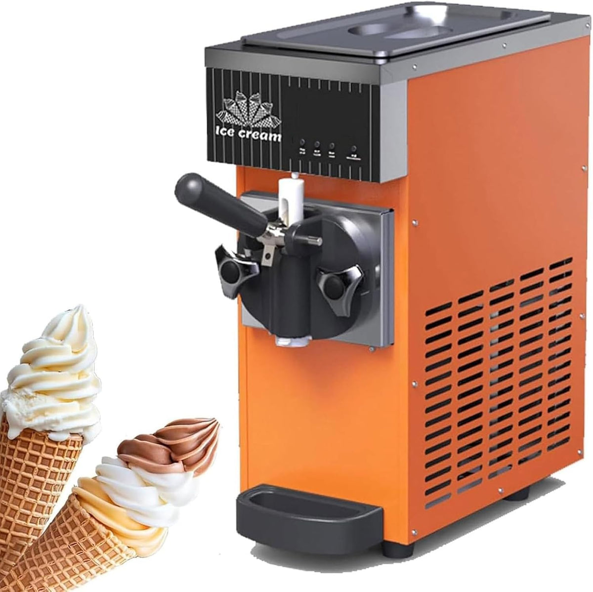 KAIKAFEI sorbetière, Orange, Machine À Glace Glace Italienne, Machine À Crème Glacée Professionnelle Avec Écran LCD