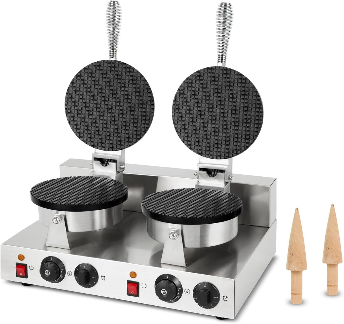 vertes gaufrier, 500×360×270 mm (longueur x largeur x hauteur), 2000 watts, 2000 W, Argenté, Appareil Cornets de Glace Professionnel