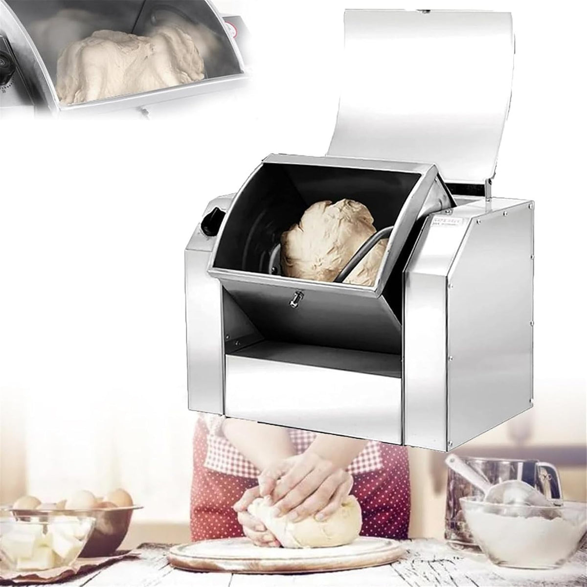 Pétrisseur robot pâtissier, Noir, vertical électrique, professionnel avec minuterie pour pétrir la farine