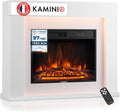 KAMINIO cheminée électrique, Blanc, ® Matti Modern 38 he à Poser, Cheminée décorative chauffante avec effet de flamme