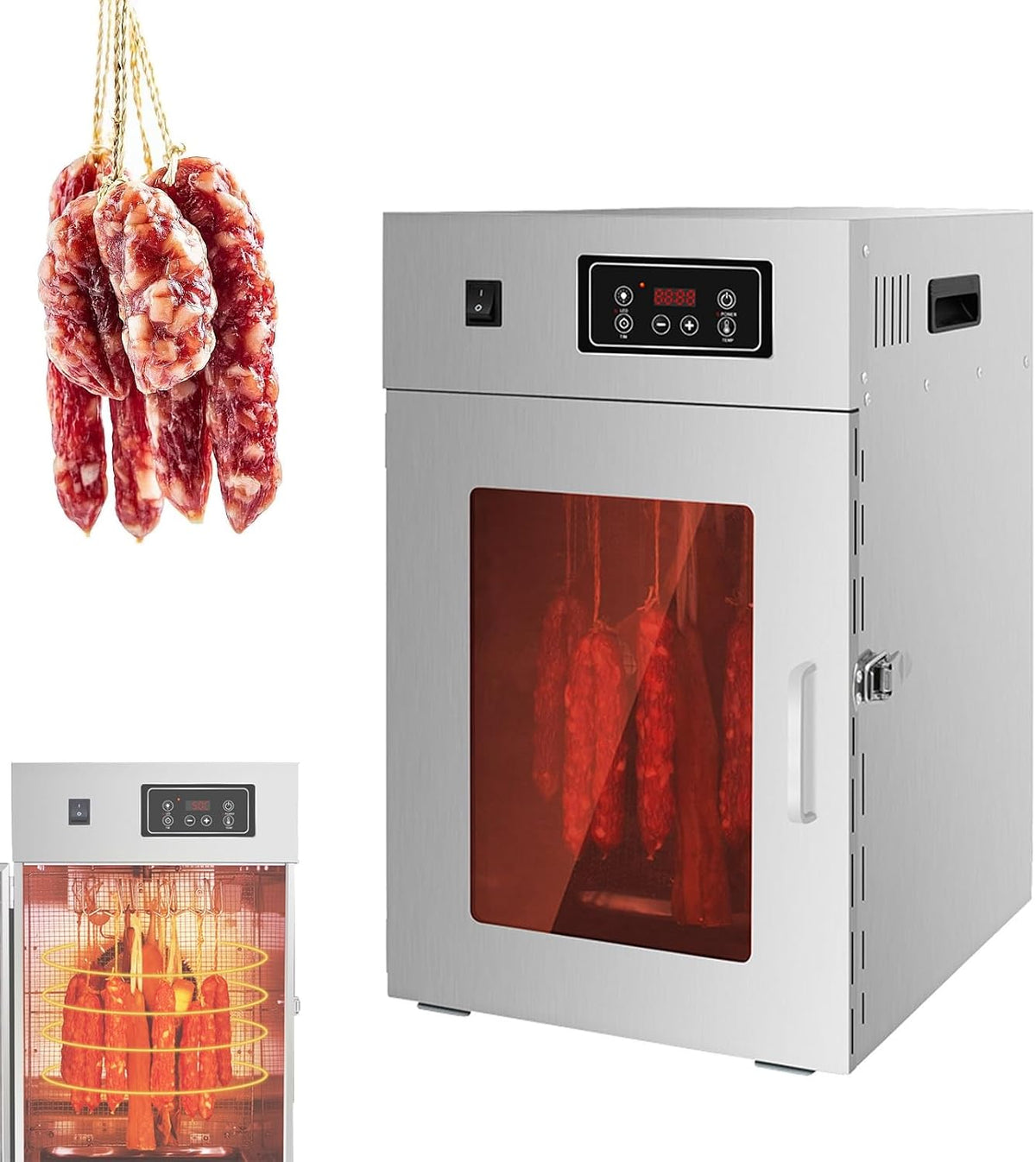 COUCHO déshydrateur alimentaire, 340 x 400 x 550 mm., 800 W., 110 V, 220-240 V., acier inoxydable de qualité alimentaire., Argenté