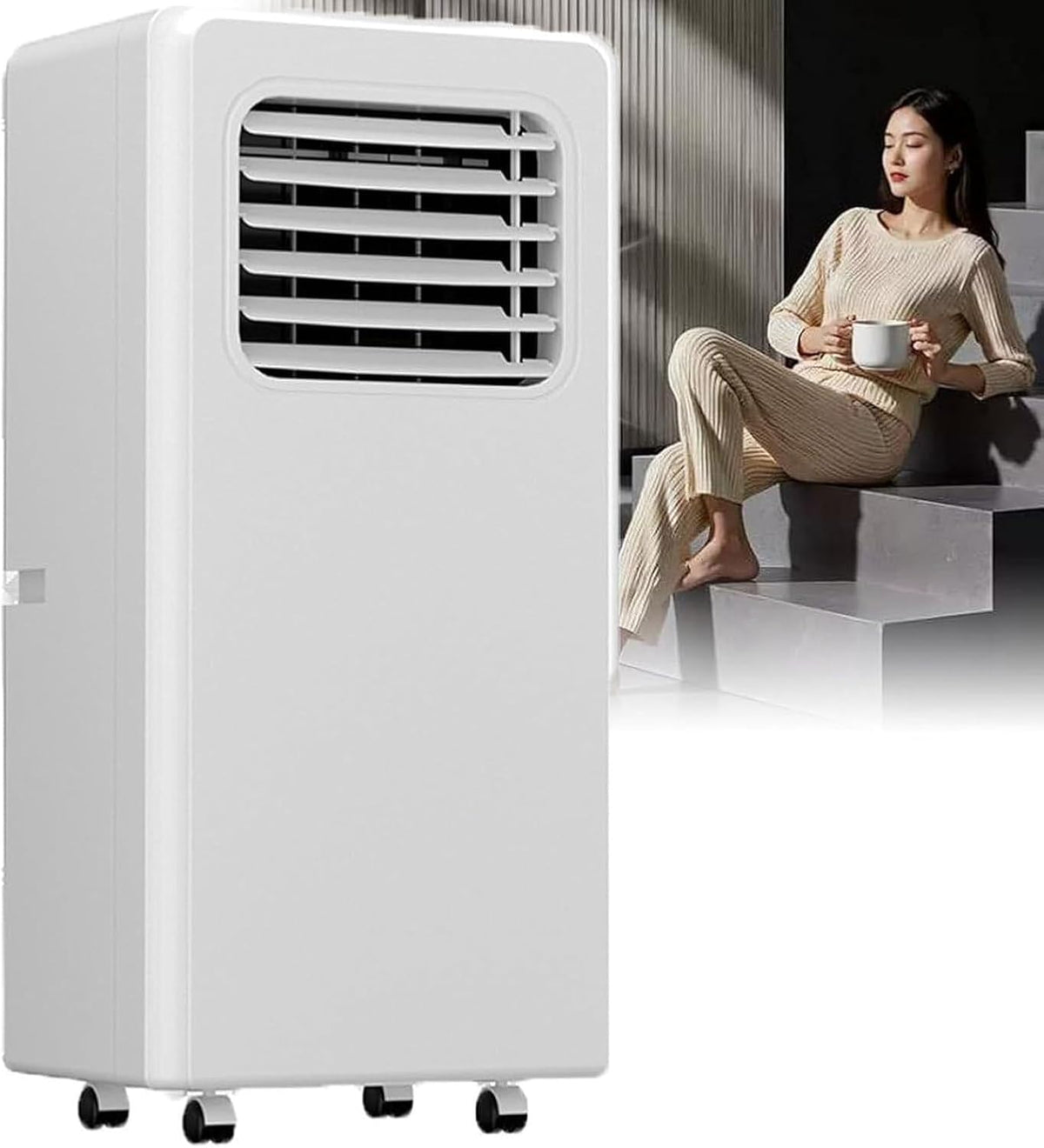 climatiseur portable ZJHHRZ, 3200 W, 3500 W, Blanc, Climatiseur Mobile Autoportant /, Ventilateur Multi-Vitesses
